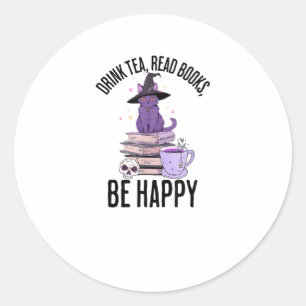 Drink Read Books Whimsigoth Halloween Design Runder Aufkleber