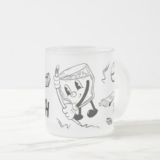 Drink & Sketch (black and white) Mattglastasse (VorderseiteRechts)