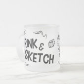 Drink & Sketch (black and white) Mattglastasse (Vorderseite Links)