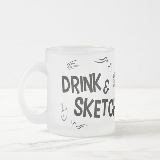 Drink & Sketch (black and white) Mattglastasse (Links)