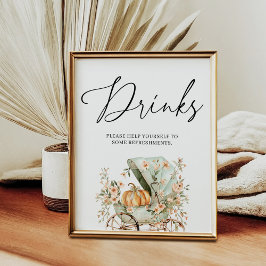 Drink Station Fall Kleine Pumpkin Baby Dusche Poster