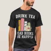 Drink Tee lesen Bücher glücklich sein Raglan Baseb (Vorderseite)