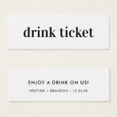 Drink Ticket Bold Wedding Bar Token Card (Vorne & Hinten)