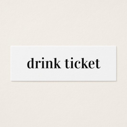 Drink Ticket Bold Wedding Bar Token Card (Vorderseite)