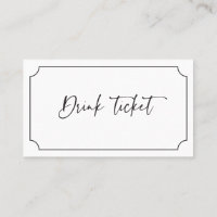 Drink Ticket Empfang Bar Token Wedding Card B613