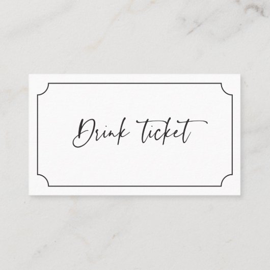 Drink Ticket Empfang Bar Token Wedding Card B613 (Rückseite)