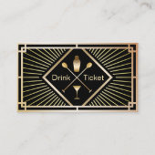 Drink Ticket Gold Art Deco Gratis Drink Gutschein (Vorderseite)