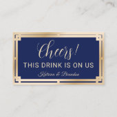 Drink Ticket Modern Navy & Gold Gratis Drink Vouch (Rückseite)