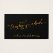 Drink Tickets, elegantes Gold Script & Herz (Vorderseite)