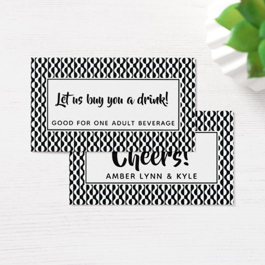 Drink Tickets für das Schwarz-Weiß-Retro-Muster (Schreibtisch)