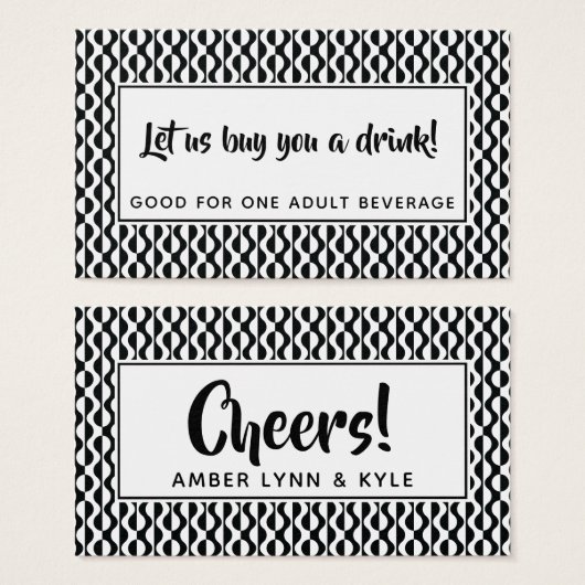 Drink Tickets für das Schwarz-Weiß-Retro-Muster (Vorne & Hinten)