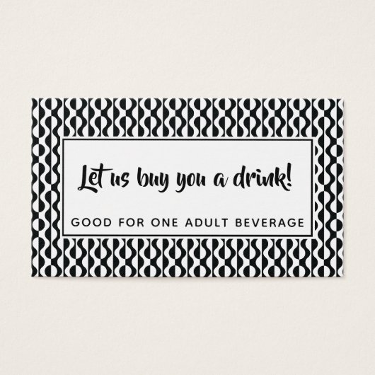 Drink Tickets für das Schwarz-Weiß-Retro-Muster (Vorderseite)