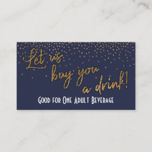 Drink Tickets, Gold Confetti am Mitternachtsblau Rabattkarte