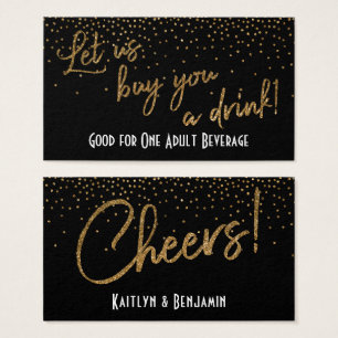 Drink Tickets, Gold Glitzer Confetti auf Black