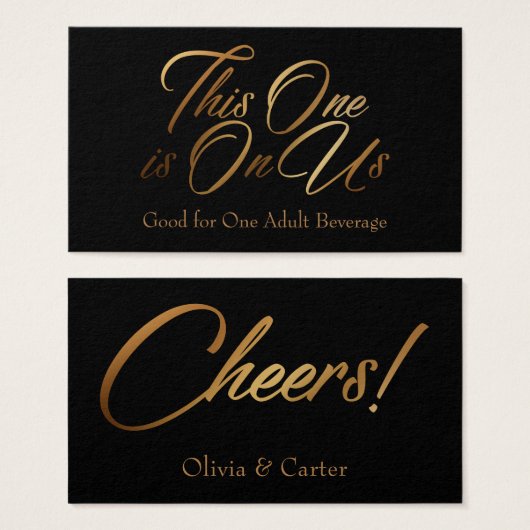 Drink Tickets, kühl, elegant Gold Script auf schwa (Vorne & Hinten)