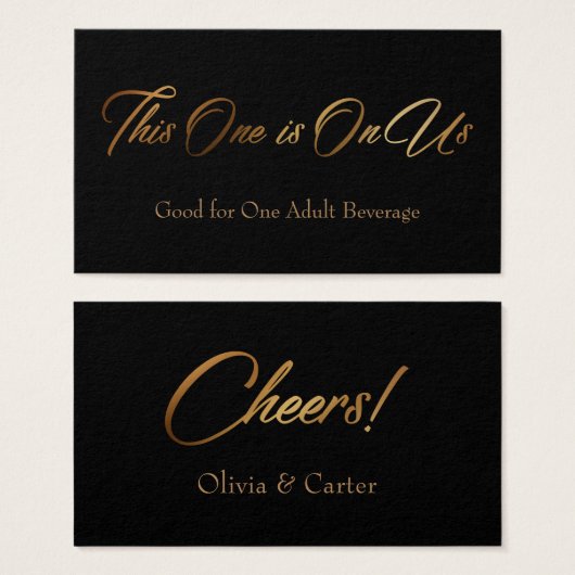 Drink Tickets, schlank, elegantes Gold-Script auf (Vorne & Hinten)