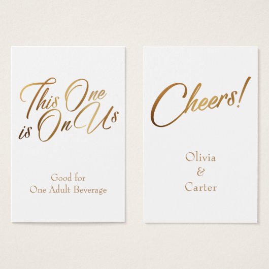 Drink Tickets, schlank, elegantes Gold-Script auf  (Vorne & Hinten)