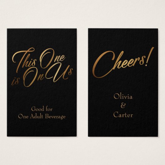Drink Tickets, schlank, elegantes Gold-Script auf (Vorne & Hinten)