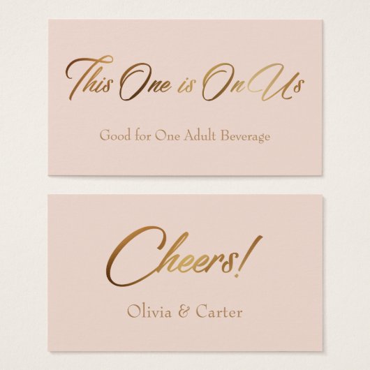 Drink Tickets, schlank, elegantes Gold-Script auf (Vorne & Hinten)