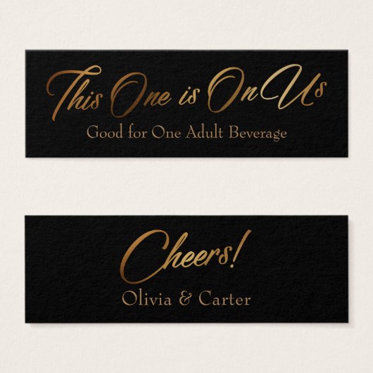Drink Tickets, schlank, elegantes Gold-Script auf (Vorne & Hinten)
