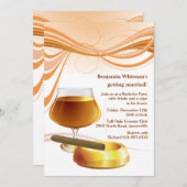 Drink und ein Cigar Bachelor Party Einladung (Vorne/Hinten)