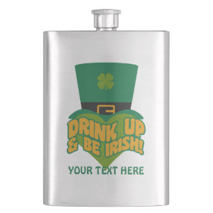 "Drink up & Be Irish!", benutzerdefinierte Flasche Flachmann