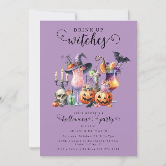 Drink up Hexen Cocktails Einladung (Vorderseite)