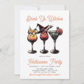 Drink up Hexen Cocktails Erwachsene Halloween-Part Einladung (Vorderseite)