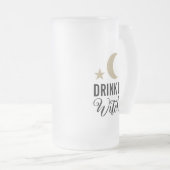 Drink up Hexen lustigen niedlichen Mond und Sterne Mattglas Bierglas (VorderseiteRechts)