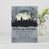 Drink up Hexen Moon Halloween-Party Einladung (Stehend Vorderseite)