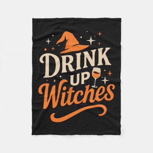 Drink Up Witches Wine Gl Halloween Bachelorette Dr Fleecedecke (Vorderseite)
