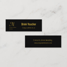 Drink Voucher Black & Gold Hochzeitskarte Mini Visitenkarte