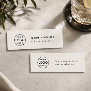 Drink Voucher Corporate Event Gray Logo Card Mini Visitenkarte