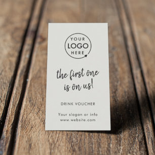 Drink Voucher Corporate Event Gray Logo Card Visitenkarte