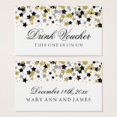 Drink Voucher Gold & Silver Glitzer Stars Confetti