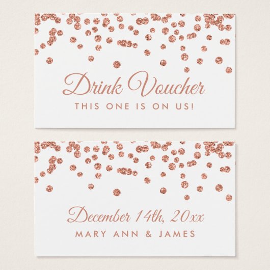 Drink Voucher Rose Gold Imitate Glitzer Confetti (Vorne & Hinten)