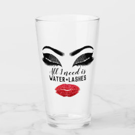 Drink Water Makeup Artist Eyelash Red Kiss Glas