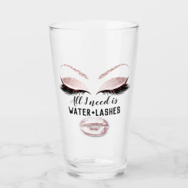 Drink Water Makeup Artist Eyelash Rosa Lippen Glas