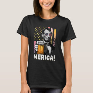 Drinken wie Lincoln 4. Juli Männer Abraham Meri T-Shirt