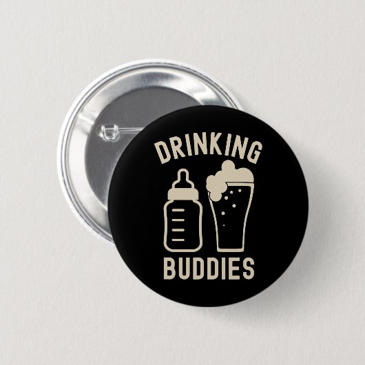 Drinking Buddies Dad Grandpa New Baby Beer And Bot Button (Vorne & Hinten)