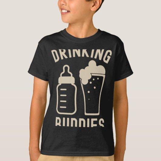 Drinking Buddies Dad Grandpa New Baby Beer And Bot T-Shirt (Vorderseite)