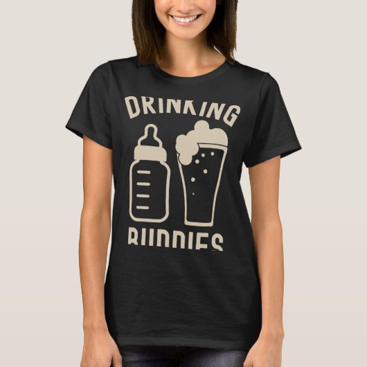 Drinking Buddies Dad Grandpa New Baby Beer And Bot T-Shirt (Vorderseite)