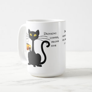 Drinking Coffee Feline Fine - 15 oz. Mug Kaffeetasse