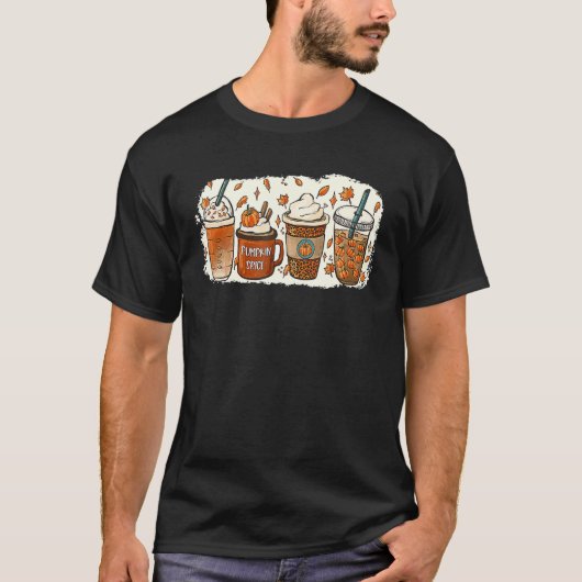 Drinking Halloween Fall Pumpkin Coffee Drinks T-Shirt (Vorderseite)