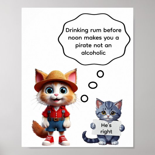 Drinking rum before noon makes you a pirate poster (Vorne)