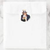 Drinking Uncle Sam Runder Aufkleber (Tasche)