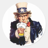 Drinking Uncle Sam Runder Aufkleber (Vorderseite)