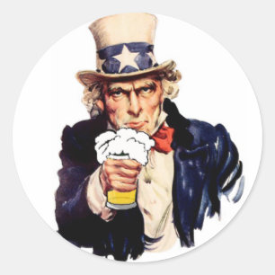 Drinking Uncle Sam Runder Aufkleber