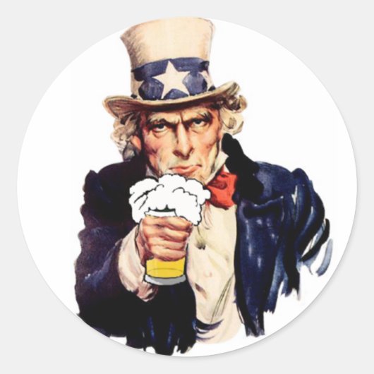 Drinking Uncle Sam Runder Aufkleber (Vorderseite)