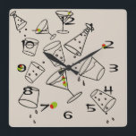 Drinks Acrylic Clock Quadratische Wanduhr<br><div class="desc">The Drinks graphic will go with any item!</div>